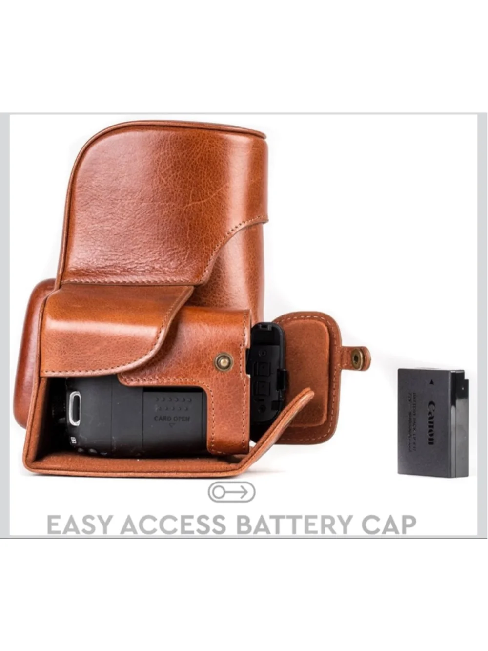 NEW MegaGear MG1193 Ever Ready Genuine Leather Camera Case Compatible w/ Canon